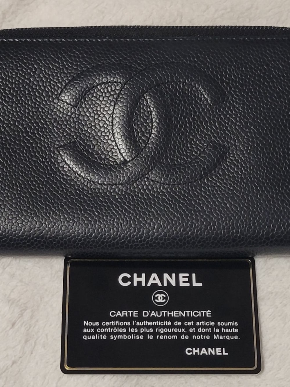 CHANEL Black Quilted Leather Wallet with CC Logo